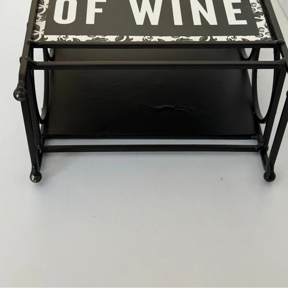 Black Metal Wine Rack “There’s Always Time for a Glass of Wine’ Decor